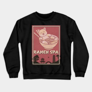 Vintage Cat in Ramen Spa Crewneck Sweatshirt